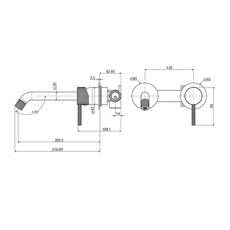 2 Piece Axle Spout & Wall Mixer Set with Round Plate