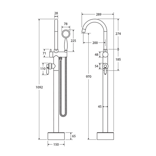 5 Piece Eleanor Hand-Held Shower Head & Mixer Tap Set