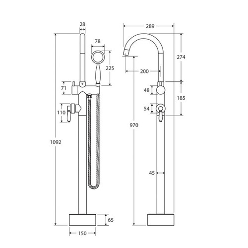 5 Piece Brass Hand-Held Shower Head & Mixer Tap Set