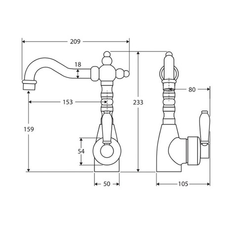 Eleanor Sheperds Crook Brass Basin Mixer Tap