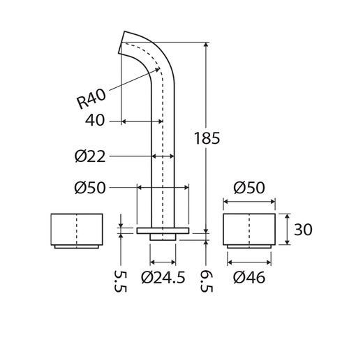 3 Piece Kaya Bath Spout & Wall Mixer Tap Set