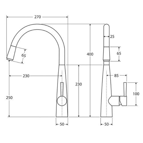 Isabella Deluxe Gooseneck Pull-Out Kitchen Mixer Tap