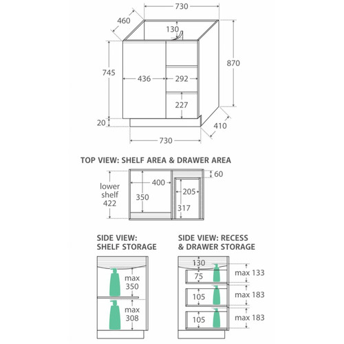 75cm Montana Fingerpull White Floorstanding Vanity Unit | Temple & Webster