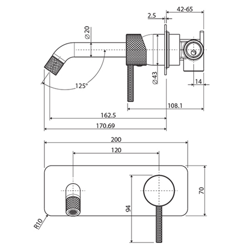 2 Piece Axle Brass Spout & Wall Mixer Set