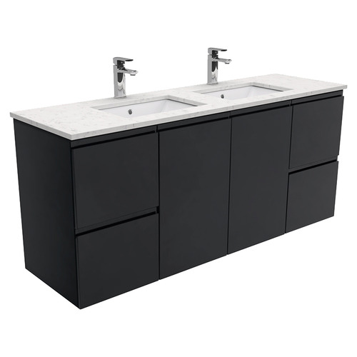 Sarah Bianco MarbleLook Fingerpull Satin Black Wall Hung Double Basin