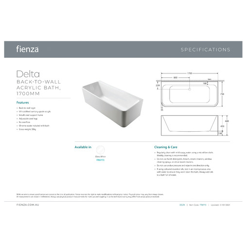 Delta Acrylic Free Standing Bath