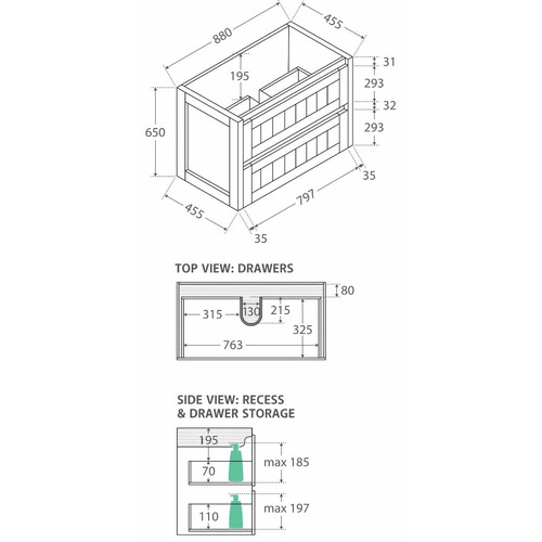 Sarah Crystal Pure Hampton White Wall Hung Vanity Unit | Temple & Webster