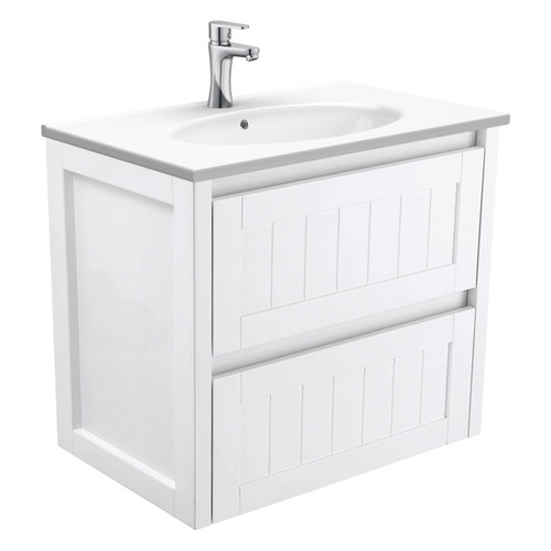 2 Drawer Rotondo Hampton White Wall Hung Vanity Unit Temple & Webster