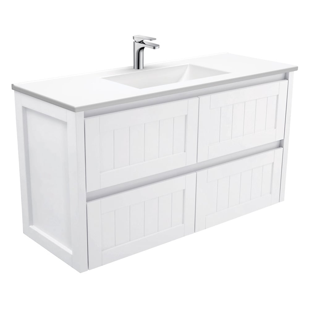 4 Drawer Vanessa Hampton White Wall Hung Vanity Unit