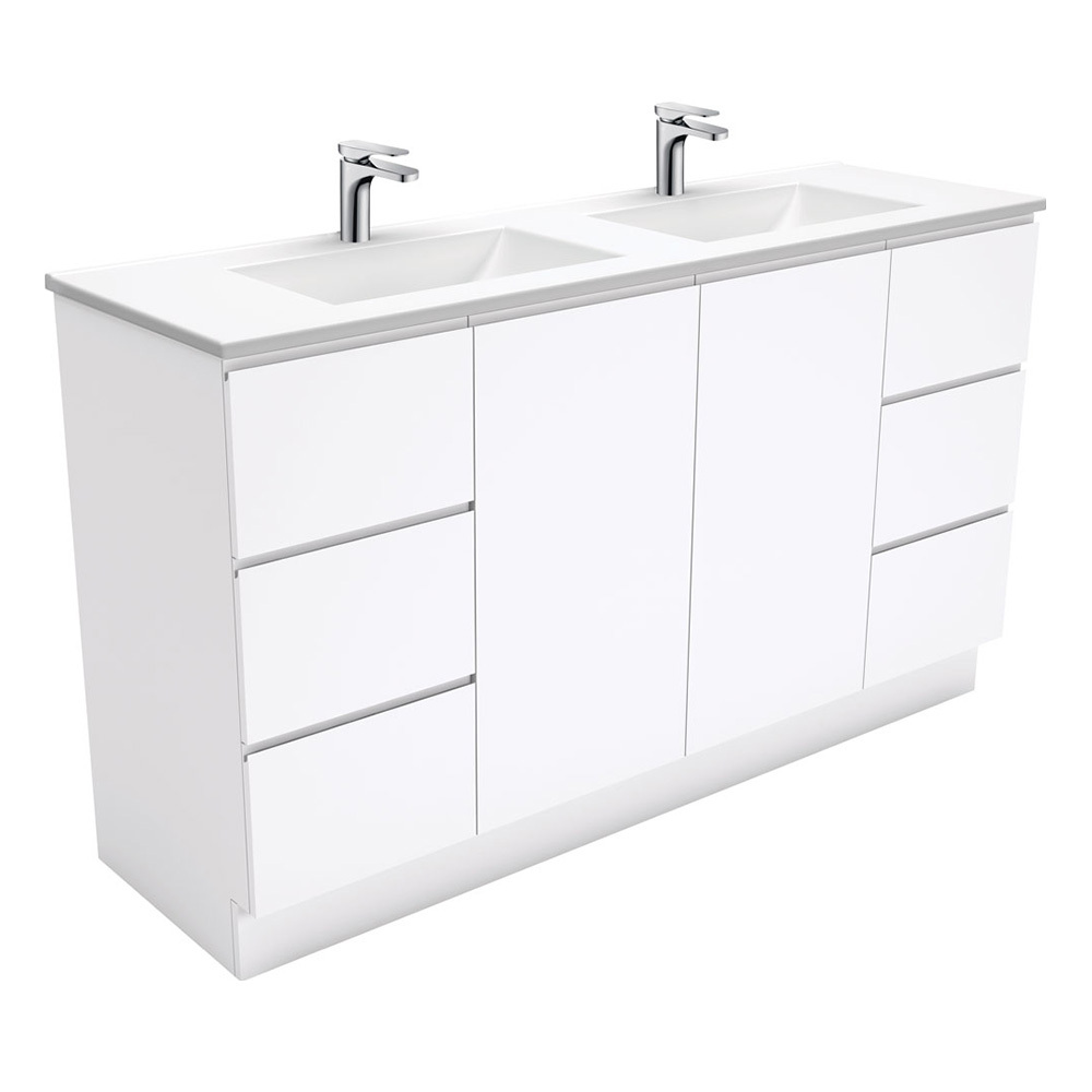 150cm Vanessa Gloss White Floor Standing Vanity Unit