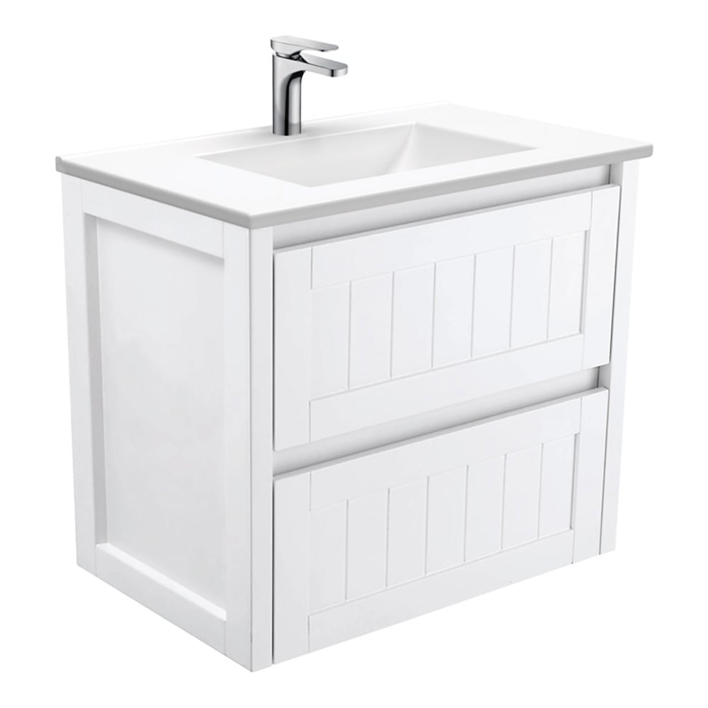 2 Drawer Vanessa Hampton White Wall Hung Vanity Unit