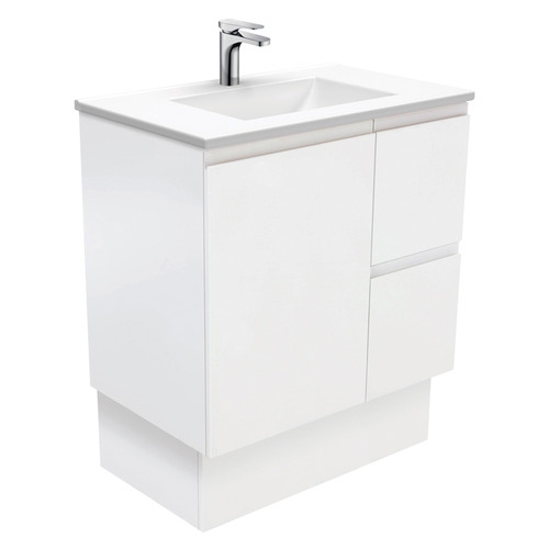 75cm Vanessa Satin White Floor Standing Vanity Unit