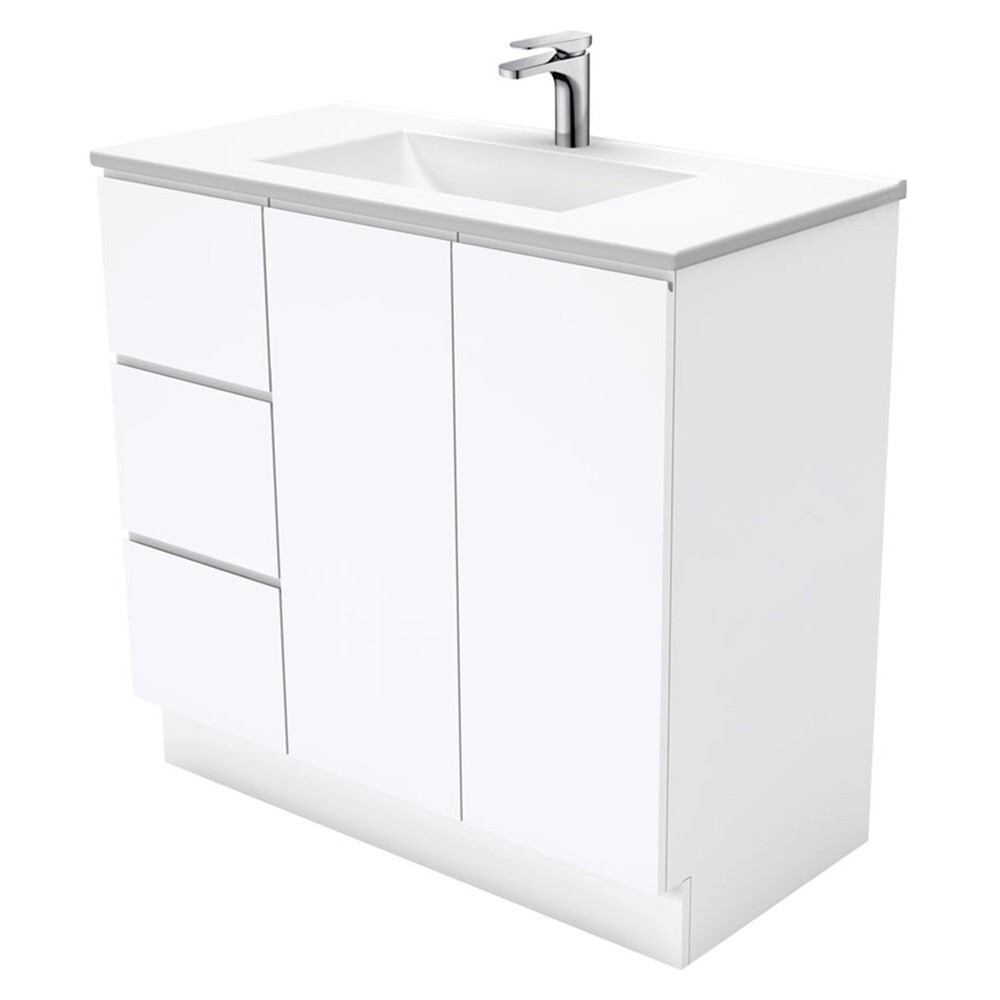 90cm Vanessa Gloss White Floor Standing Vanity Unit