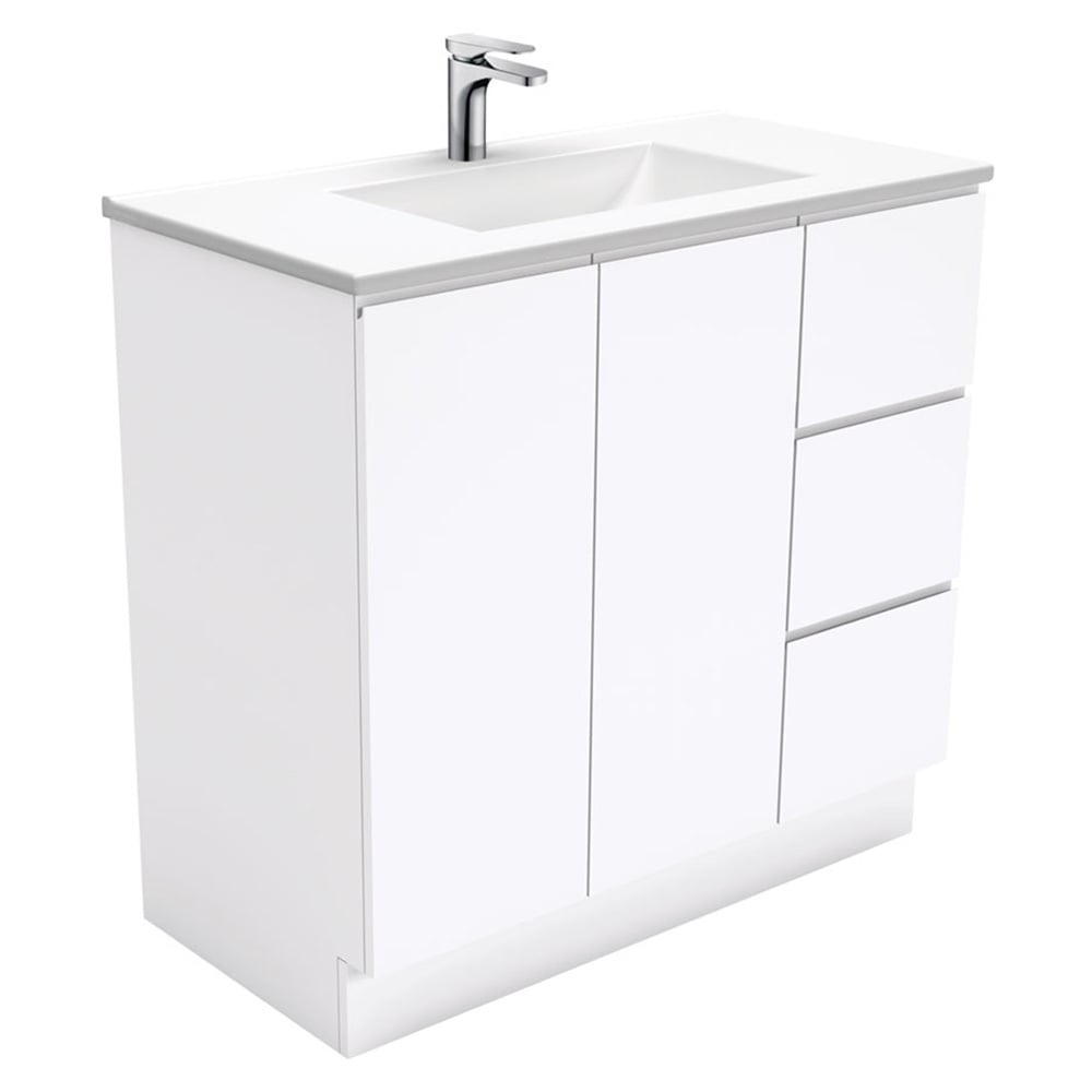 90cm Vanessa Gloss White Floor Standing Vanity Unit