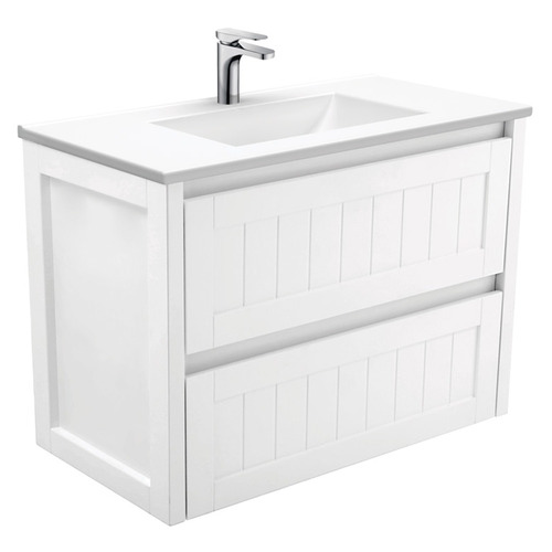 2 Drawer Vanessa Hampton White Wall Hung Vanity Unit
