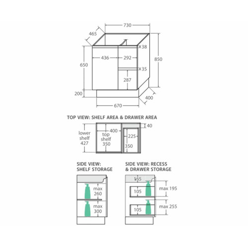 75cm Vanessa Satin White Floor Standing Vanity Unit