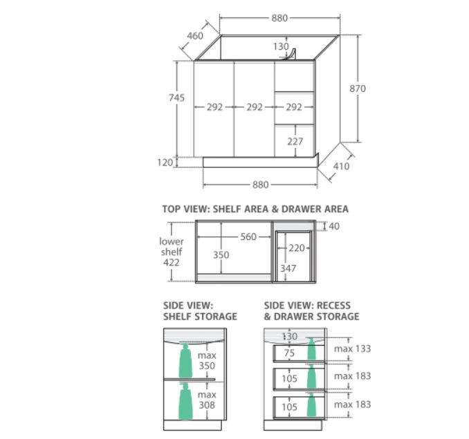 90cm Vanessa Gloss White Floor Standing Vanity Unit