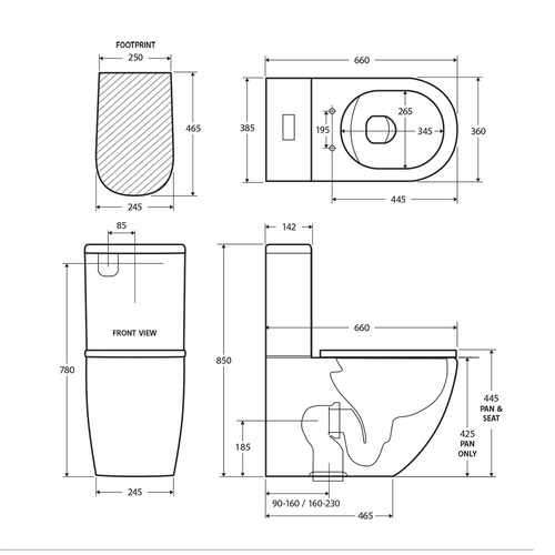 Koko Ceramic Back-To-Wall Pan with Thin Seat Toilet