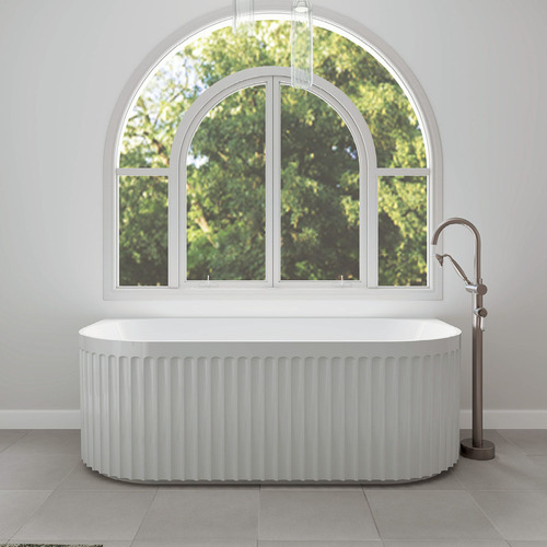 Eleanor White Acrylic Fluted Back to Wall Bath