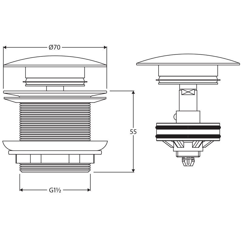 40mm Solid Surface Universal Pop-up Waste