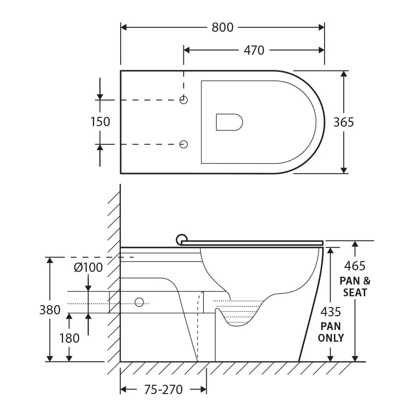 Isabella Care P-Trap Wall-Faced Toilet Pan