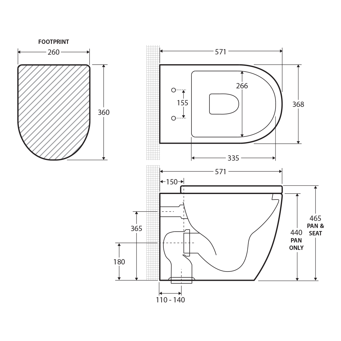 Alix P-Trap Wall-Faced Toilet Suite with Geberit Kappa in-Wall Cistern