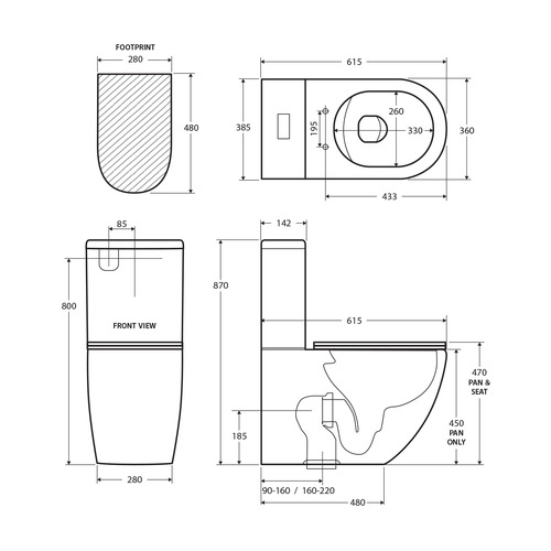 Alix Rimless Slim Seat S-Trap Back to Wall Toilet Suite