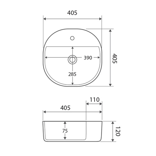 40.5cm Chica Above Counter Ceramic Basin