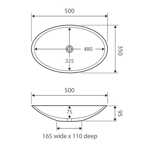 Keeto Oval Above Counter Ceramic Basin