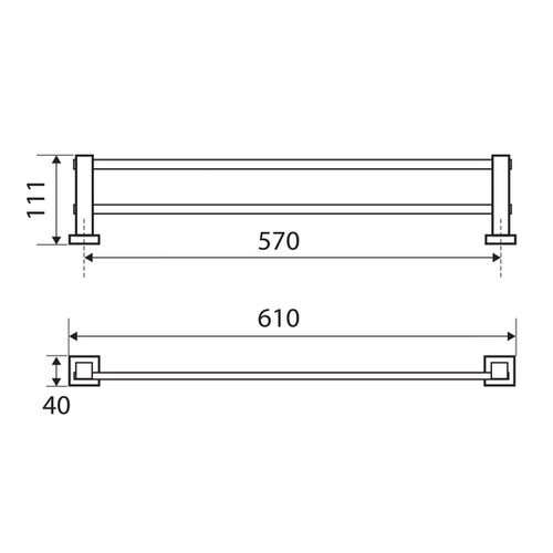 Chrome Modena Double Bar Wall Mounted Towel Rail