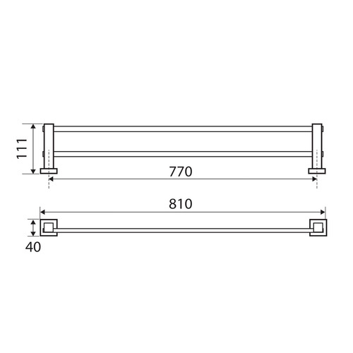 Chrome Modena Double Bar Wall Mounted Towel Rail