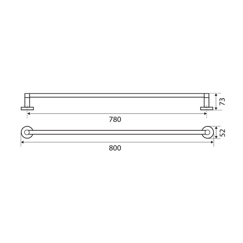 Chrome Michelle Single Bar Wall Mounted Towel Rail