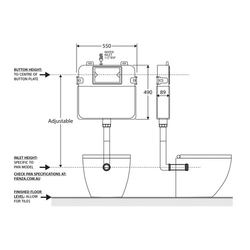 Alix P-Trap Wall Faced Toilet Pan With R&T In-Wall Cistern