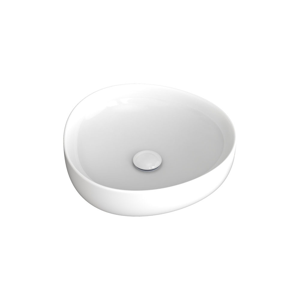 Pebble 400mm Gloss White Ceramic Above Counter Basin