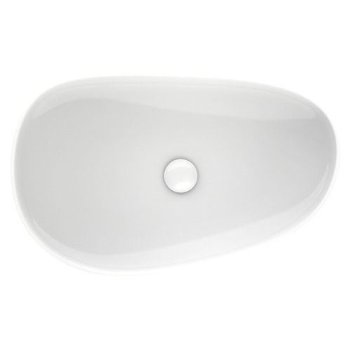 Pebble 650mm Gloss White Ceramic Above Counter Basin