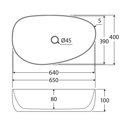 Pebble 650mm Gloss White Ceramic Above Counter Basin