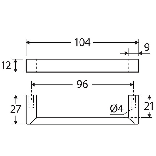 Dallas 104mm Rectangular Pull Cabinet Handle
