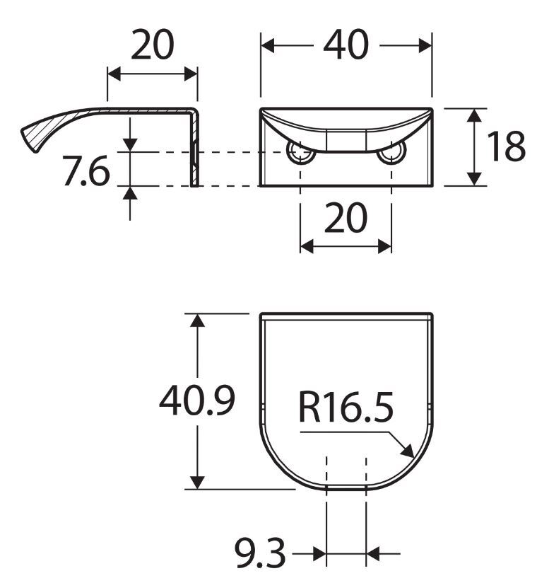 Edge 40mm Curved Pull Cabinet Handle