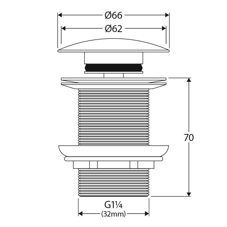 Leroy 32mm Solid Surface Basin Pop-Up Waste