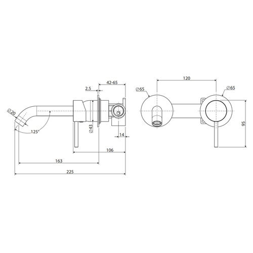 Kaya 160mm Bath/Basin Wall Mixer Set