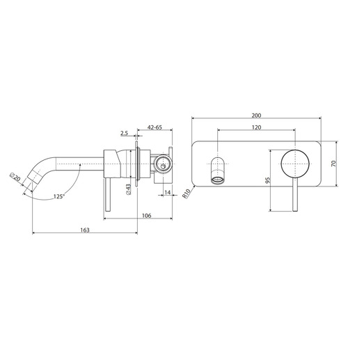 Kaya 160mm Bath/Basin Wall Mixer