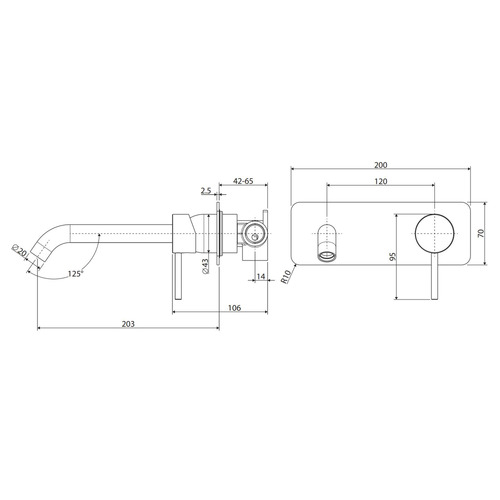 Kaya 200mm Bath/Basin Wall Mixer
