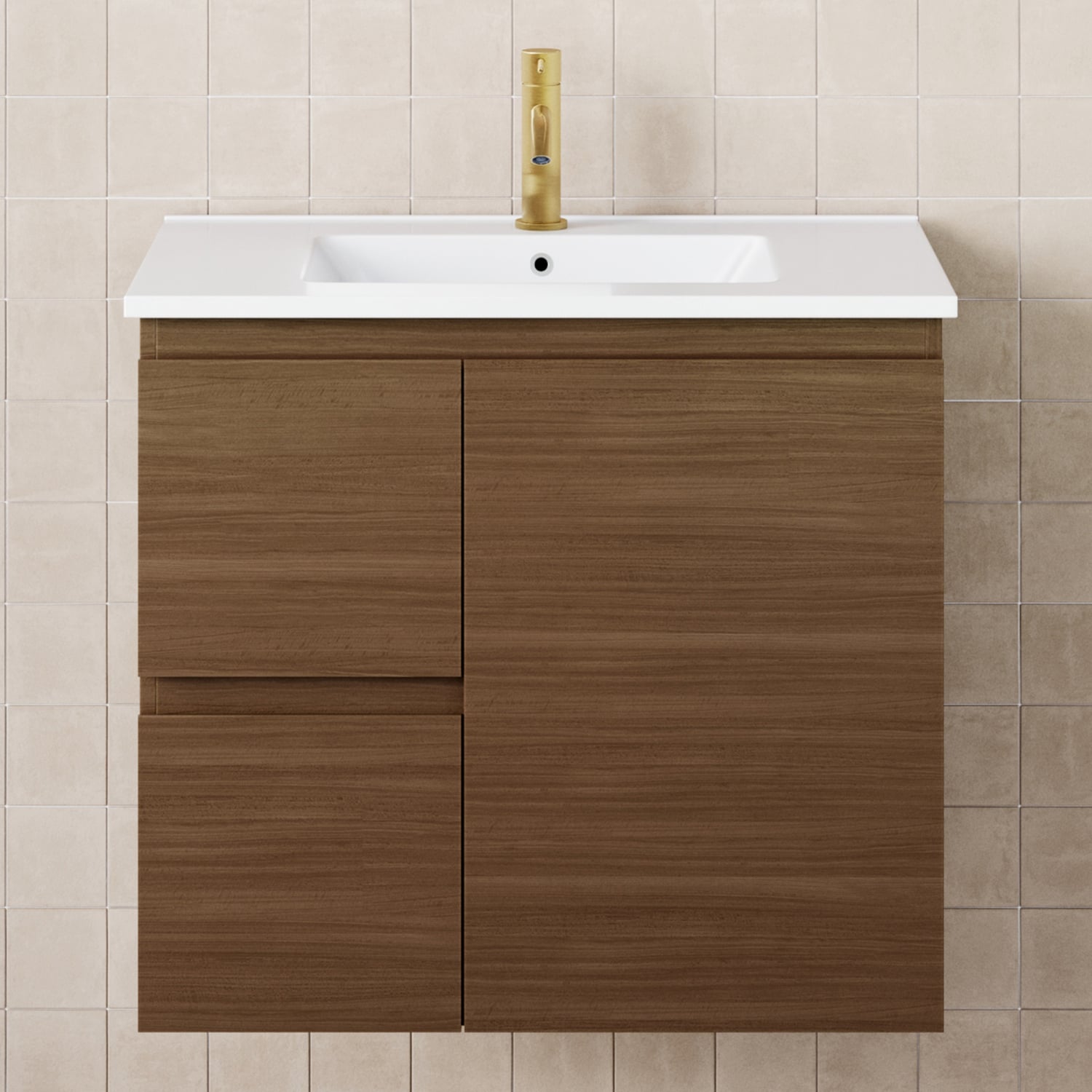Dolce 750mm Walnut Wall Hung Single Vanity