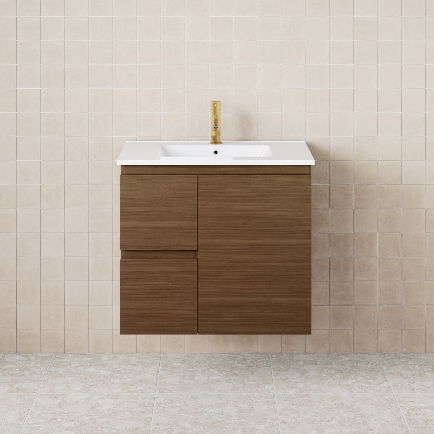 Dolce 750mm Walnut Wall Hung Single Vanity