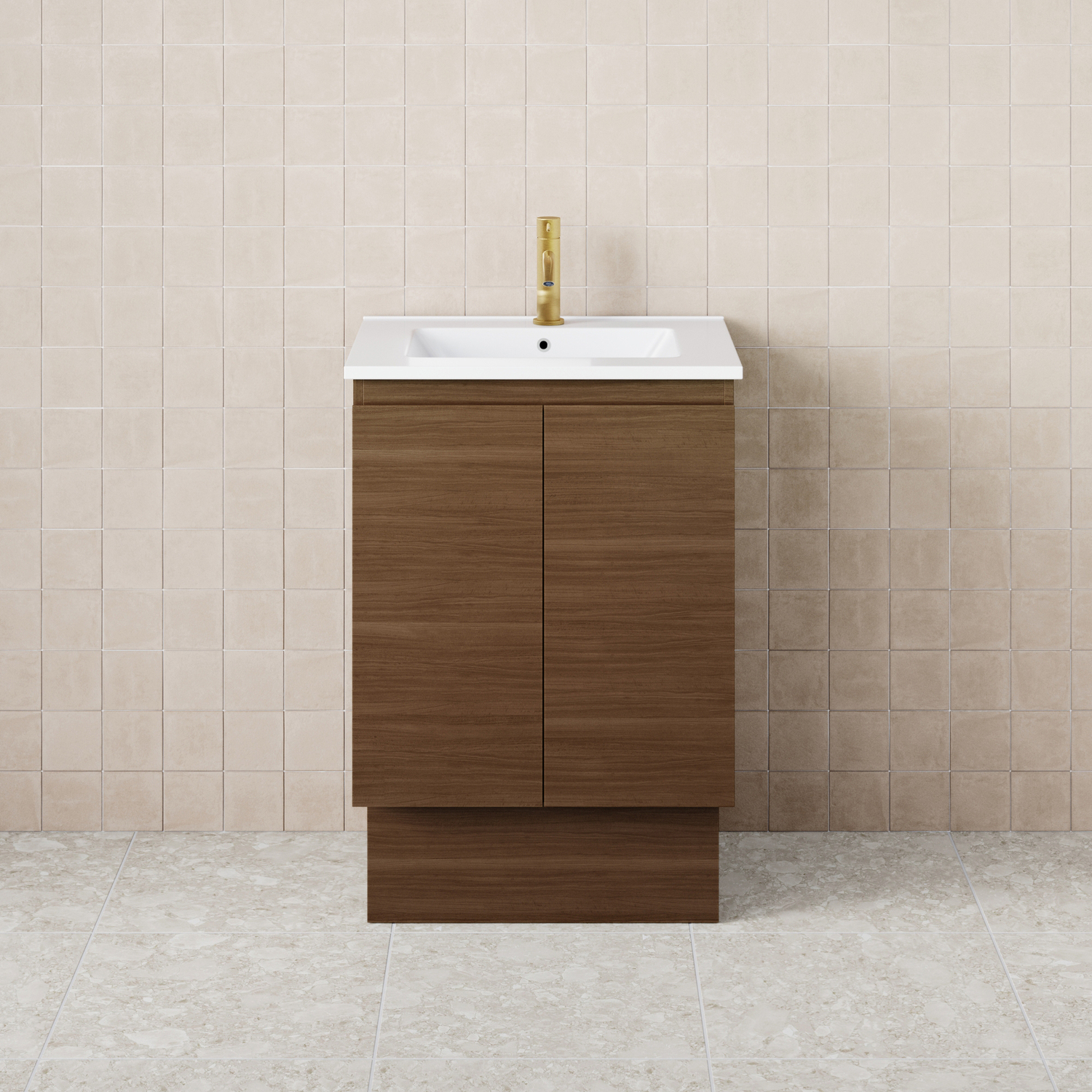Dolce 600mm Walnut Freestanding Single Vanity