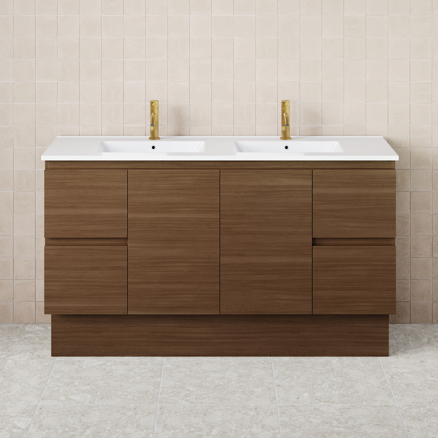 Dolce 1500mm Walnut Freestanding Double Vanity