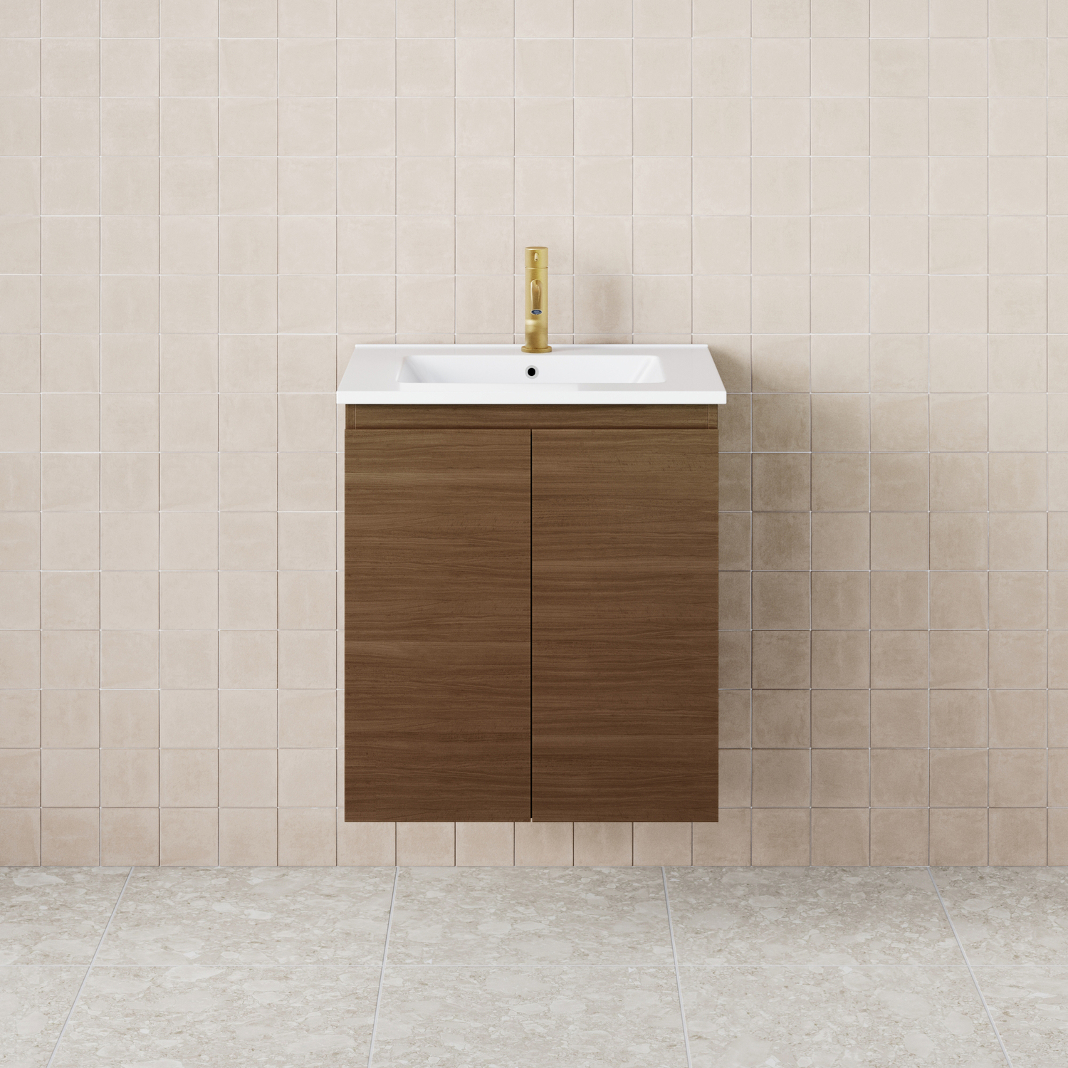 Dolce 600mm Walnut Wall Hung Single Vanity