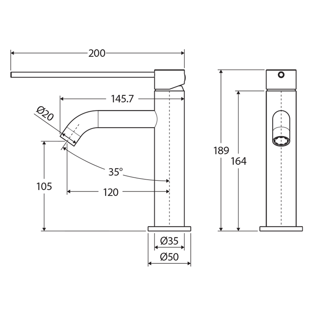Accessible Kaya Care Small Extended Lever Basin Mixer