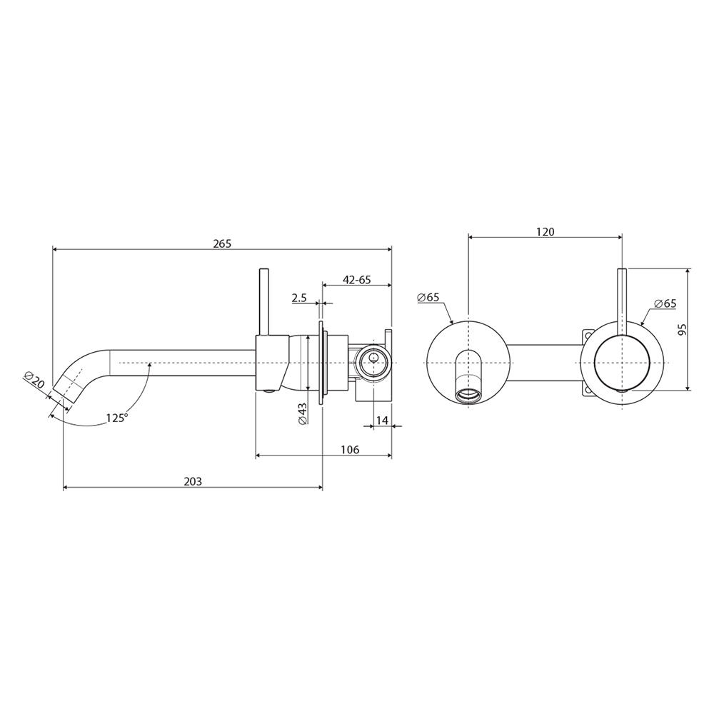 Kaya Up Brass Spout & Mixer Set