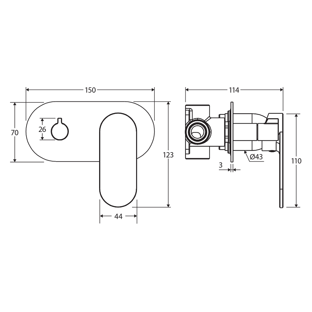 Empire Slim Oval Wall Mixer Diverter